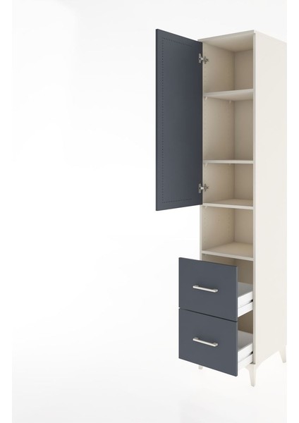 Hyperion Dolap 4 Raflı 2 Çekmeceli Tek Kapaklı 44X44X221 Aytaşı-Antrasit fırsatları
