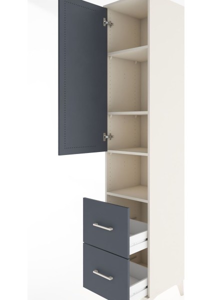 Hyperion Dolap 4 Raflı 2 Çekmeceli Tek Kapaklı 44X44X221 Aytaşı-Antrasit indirimleri