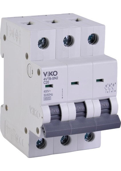 4VTB-3C20 Otomatik Sigorta 4,5ka C Tipi 3 Kutup 20A