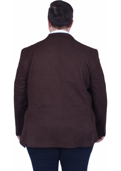 Mocgrande Erkek Büyük Beden 4 Drop Blazer Şönili Ceket 500602 Kahverengi fırsatları