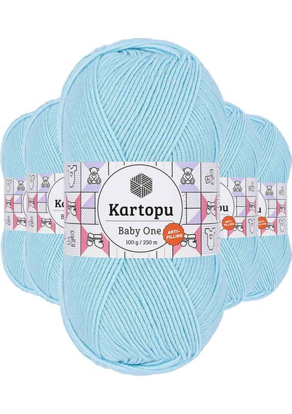 5 Adet Baby One Tüylenmeyen El Örgü Ipi Yünü Gök Mavi K502