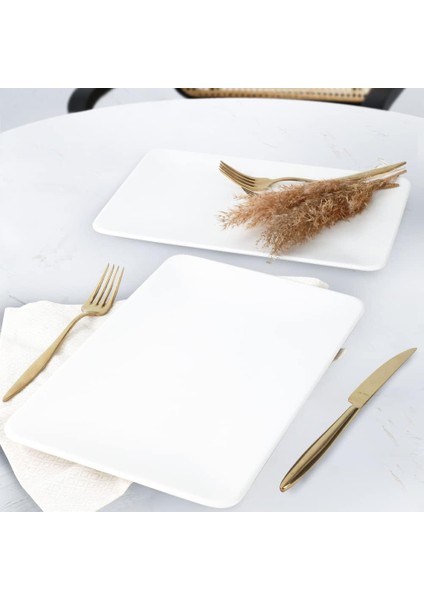 Mat Beyaz Siera Kayık Tabak 31 cm 2 Adet