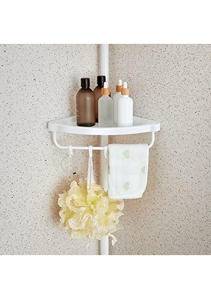 Duş Rafı, 85 – 305 cm Yüksekliği Ayarlanabilir, 4 Tepsili Rafı, Duş Köşesi, Delme Gerektirmez, Beyaz BCB001A fiyatları