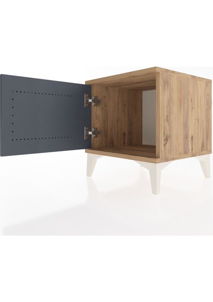 Hyperion Komodin Tek Kapaklı 44X44X48 Çam-Antrasit indirimleri