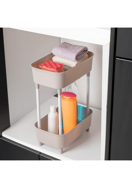 1130 Iki Katlı Raf - Çok Amaçlı Mutfak Düzenleyici Organizer - Cappuccino