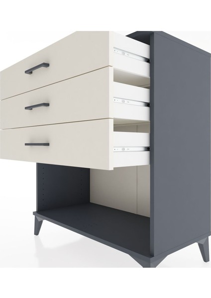 Hyperion Şifonyer 3 Çekmeceli 88X44X96 Antrasit-Aytaşı indirimleri