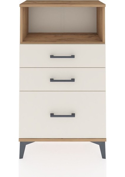 Arges Komodin Tek Raflı 3 Çekmeceli 60X30X106 Çam-Aytaşı fiyatları