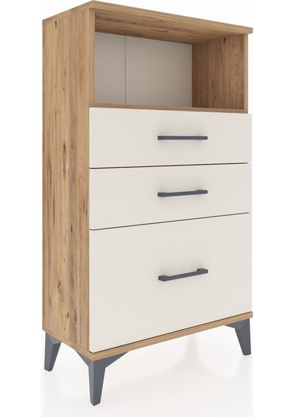 Arges Komodin Tek Raflı 3 Çekmeceli 60X30X106 Çam-Aytaşı fırsatları