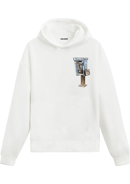 Telefon Kulübesi Tasarım Retro Sokak Stili Unisex Kapüşonlu Hoodie