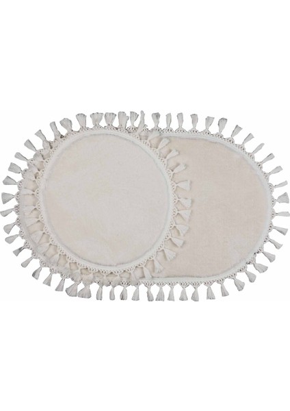 Modern Peluş Oval Klozet Takımı, Bej Renkli Dekoratif Saçaklı Tasarım fiyatları