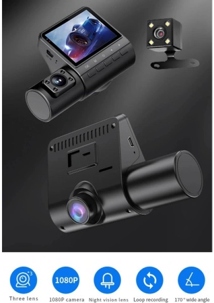 M80 3 Lens Araç Kamerası indirimleri