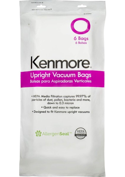 53294 Style O Cloth Vacuum Bags For Upright Vacuum Cleaners 6 Pack