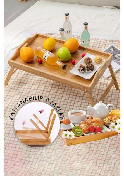 Life Katlanır Ayaklı Portatif Bambu Yatak Koltuk Piknik Keyif Tepsisi MIT1142