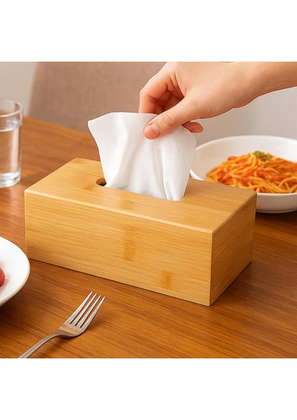 Çok Amaçlı Bambu Peçetelik ve Düzenleme Kutusu 25X14X7,5 cm