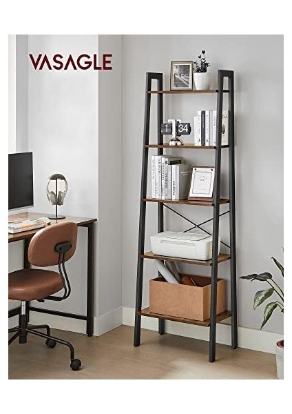 Ayaklı Raf, Kitaplık, 5 Raflı, Metal Iskeletli, Montaj, Oturma Odası, Yatak Odası, Mutfak Için, 56 x 34 x 172 cm (U x G x Y), -Siyah LLS45X modelleri