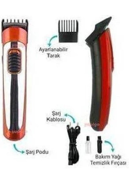 Şarjlı ve Kablosuz Profesyonel Saç Kesme Makinesi, Garantili, Turuncu Renk fırsatları