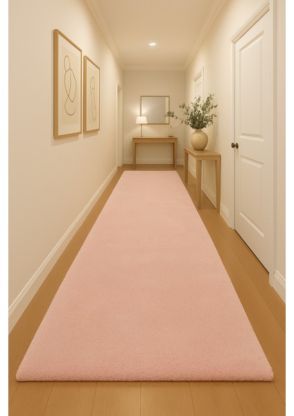 Yumuşak Dokulu Tüylü Makinede Yıkanabilir Kaymaz Taban Peluş Halı, Pembe