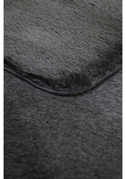 Yumuşak Peluş Banyo Halısı Klozet Takımı, 80X50 ve 50X40 Cm, Antrasit, Yıkanabilir modelleri