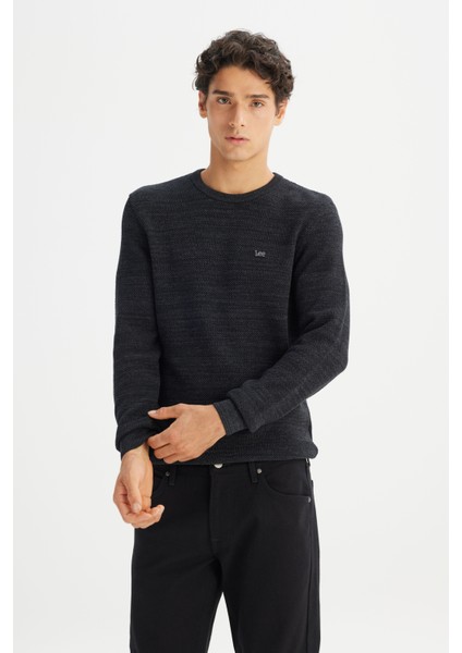 Regular Fit Normal Kesim Bisiklet Yaka Antrasit Triko Kazak