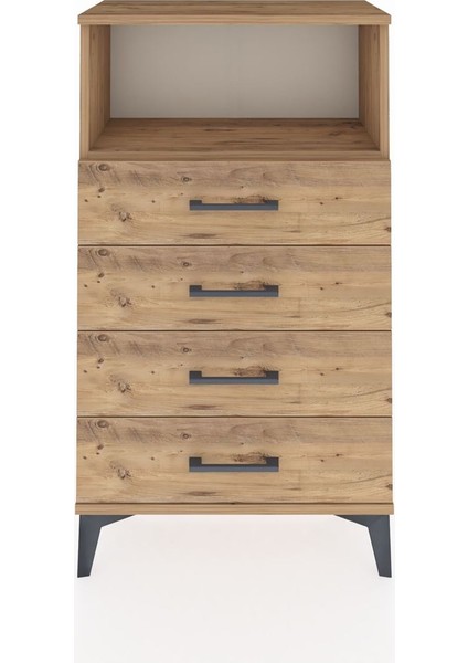 Arges Komodin Tek Raflı 4 Çekmeceli 60X30X106 Çam-Çam fiyatları