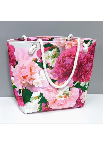 Gül Desenli Plaj Çantası