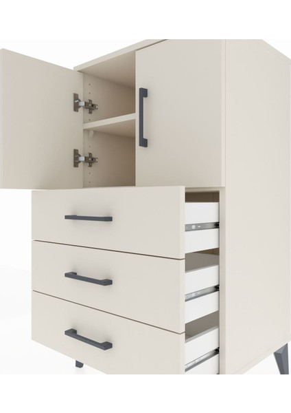 Hyperion Komodin 2 Raflı 3 Çekmeceli 2 Kapaklı 60X44X106 Aytaşı-Aytaşı indirimleri