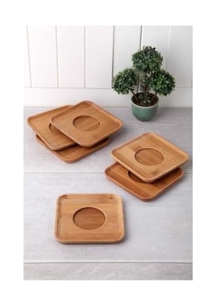 Home 6ADET Bambu Çay Tabağı, Çay Bardağı Altlığı, Estetik Sunum Sunumluk, Doğal Malzeme, Çevre Dostu ve Şık Tasarım (Kare) fiyatları