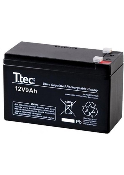 Ttec 12V 9 Ah Kuru Tip Bakımsız Akü