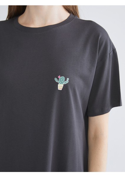 Yeni Sezon Bisiklet Yaka Baskılı Kadın Gecelik modelleri