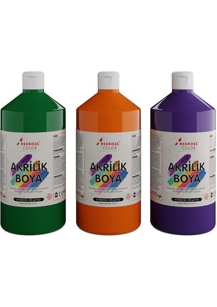 Rose Yeşil, Mor, Turuncu Akrilik 3&apos;lü Set 3X1000 gr fiyatları