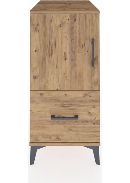 Kronos Komodin 2 Raflı Tek Çekmeceli Tek Kapaklı 44X59X96 Çam-Çam