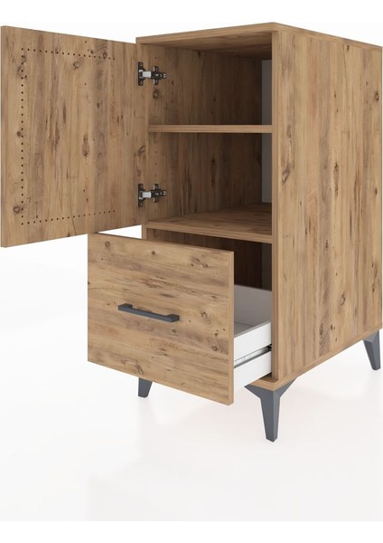 Kronos Komodin 2 Raflı Tek Çekmeceli Tek Kapaklı 44X59X96 Çam-Çam fırsatları