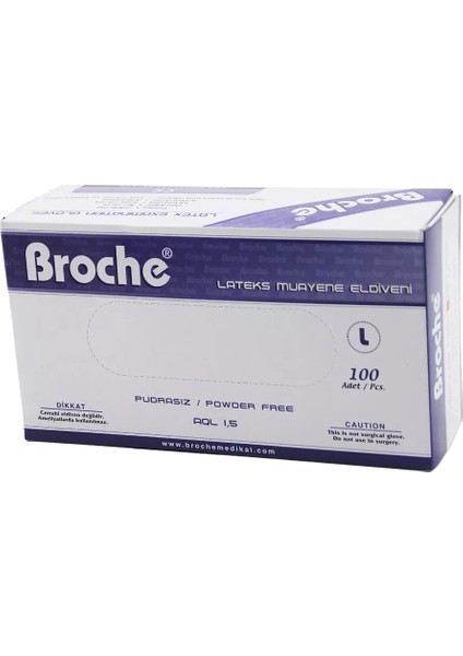 Broche L Pudrasız Muayene Eldiveni 100LÜ (4172)
