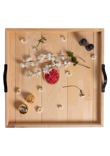 Ahşap Servis ve Sunum Tepsisi Ham Renk - 60X60 cm fiyatları