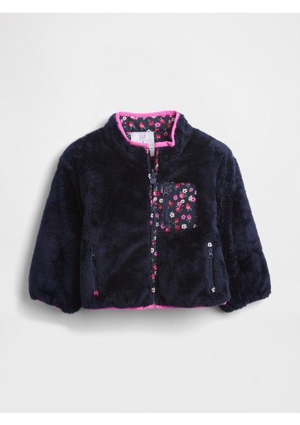 Kız Bebek Lacivert Lightweight Sherpa Reversible Mont