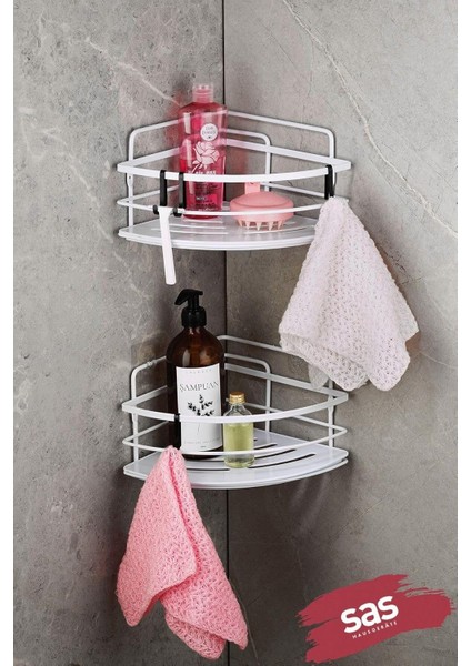 Haus Yapışkanlı Ömür Boyu Paslanmaz Ayarlanabilir Raf Düzenleyici Şampuanlık 2 Adet Lk-01 B