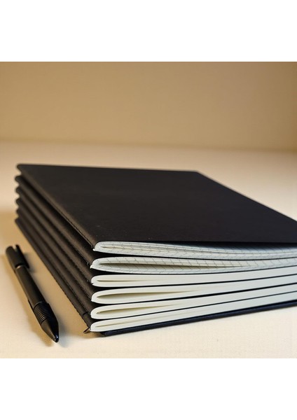Tanıtım 4 Adet Terzi Dikişli Not Defteri, A5 Boyut, 40 Yaprak Planlama, Ofis Için Ideal (Siyah Kapak Tasarımı)