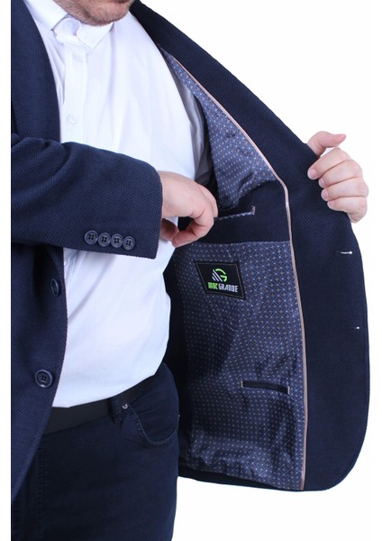 Mocgrande Erkek Büyük Beden 4 Drop Blazer Şönili Ceket 500602 Lacıvert indirimleri