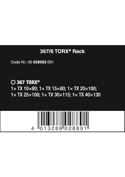367/6 Tornavida Seti Torx + Raf, 6 Parça, 05028062001 modelleri