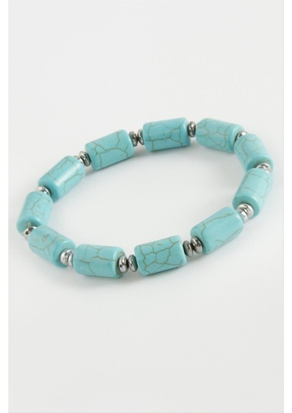 Silindir Turkuaz Doğaltaş Bileklik