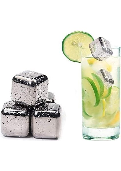 2&apos;li Çelik Metal Viski Taşı Soğutma Buz Küpü Içecek Soğutma Metal Buz Küpleri