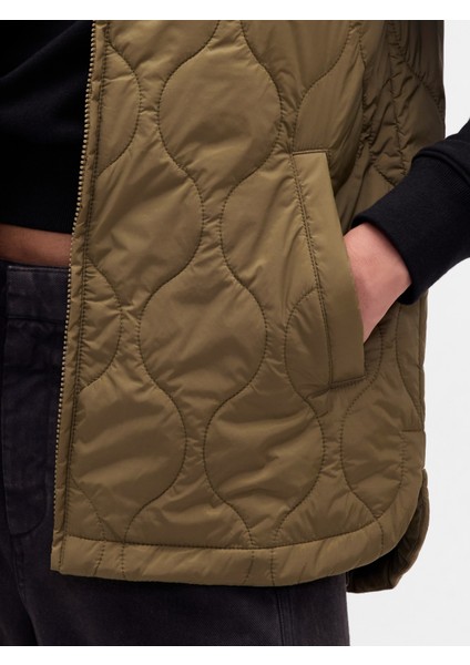 Kadın Haki Lightweight Kapitone Puffer Şişme Yelek modelleri