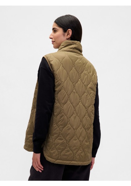 Kadın Haki Lightweight Kapitone Puffer Şişme Yelek fırsatları