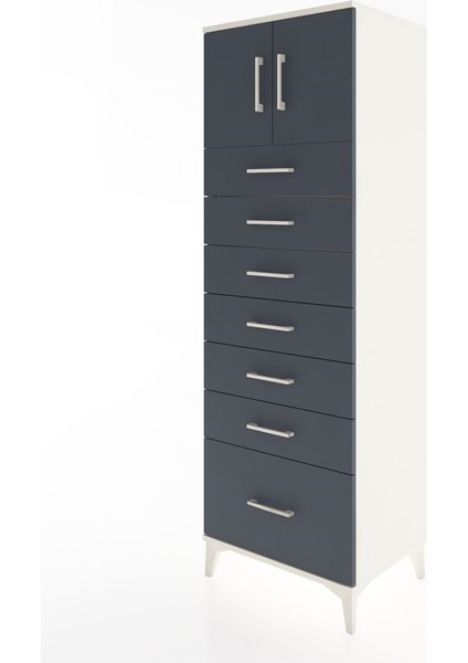 Hyperion Dolap Tek Raflı 7 Çekmeceli 2 Kapaklı 60X44X182 Aytaşı-Antrasit modelleri