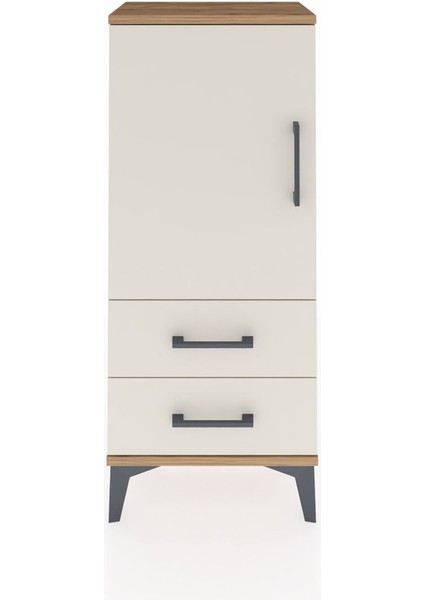 Arges Komodin 2 Raflı 2 Çekmeceli Tek Kapaklı 44X30X106 Çam-Aytaşı