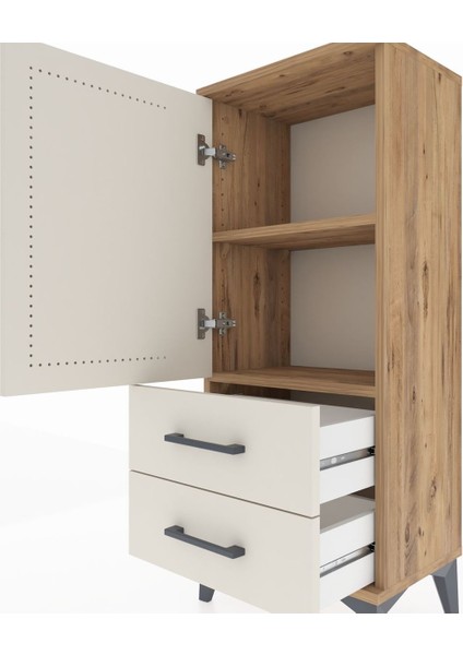 Arges Komodin 2 Raflı 2 Çekmeceli Tek Kapaklı 44X30X106 Çam-Aytaşı indirimleri