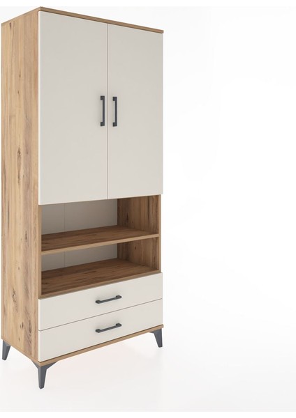 Hyperion Dolap 5 Raflı 2 Çekmeceli 2 Kapaklı 88X44X195 Çam-Aytaşı fiyatları