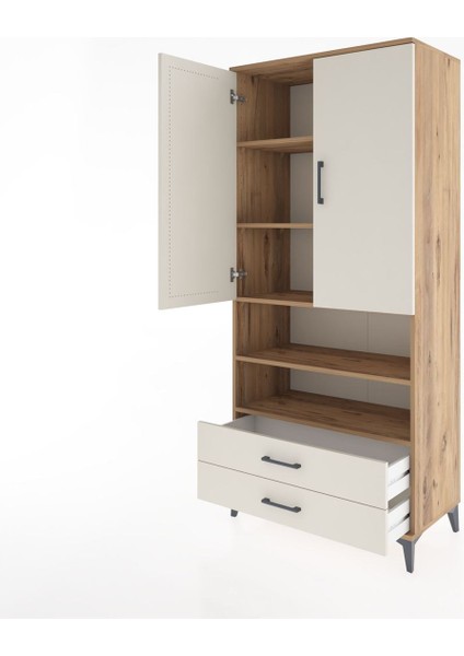 Hyperion Dolap 5 Raflı 2 Çekmeceli 2 Kapaklı 88X44X195 Çam-Aytaşı fırsatları