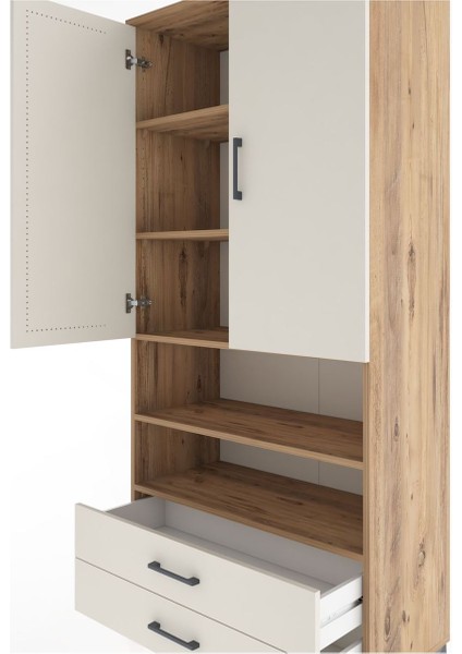 Hyperion Dolap 5 Raflı 2 Çekmeceli 2 Kapaklı 88X44X195 Çam-Aytaşı indirimleri