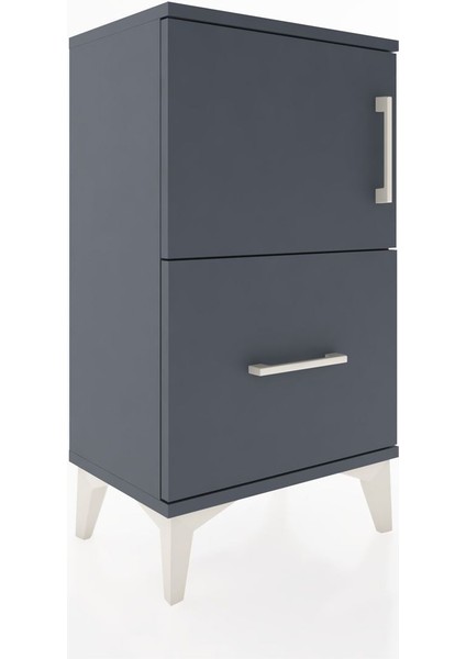 Arges Komodin 2 Raflı Tek Çekmeceli Tek Kapaklı 44X30X80 Antrasit-Antrasit modelleri